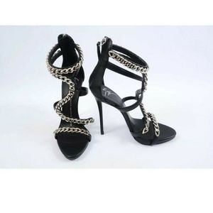 GIUSEPPE ZANOTTI SNAKE CHAIN HIGH 100% LEATHER SANDAL